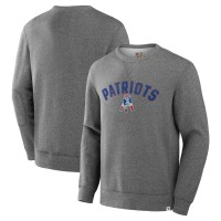 New England Patriots Fanatics Heather Gray Loop Terry Pullover Sweatshirt