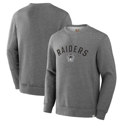 Las Vegas Raiders Fanatics Heather Gray Loop Terry Pullover Sweatshirt
