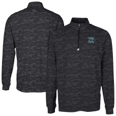 Пуловер Carolina Panthers Cutter & Buck Black Traverse Camo Print Stretch DryTec