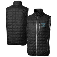 Carolina Panthers Cutter & Buck Black Rainier PrimaLoft Eco Insulated Full-Zip Puffer Vest