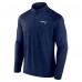 New England Patriots Fanatics Navy Head-to-Head Raglan Quarter-Zip Jacket