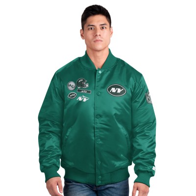 New York Jets Starter Green Exclusive Satin Full-Snap Varsity Jacket