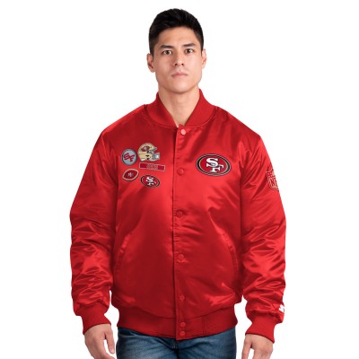 San Francisco 49ers Starter Scarlet Exclusive Satin Full-Snap Varsity Jacket
