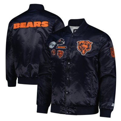 Куртка на кнопках Chicago Bears Starter Navy Exclusive Satin
