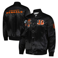 Cincinnati Bengals Starter Black Exclusive Satin Full-Snap Varsity Jacket