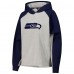 Женская Seattle Seahawks DKNY Sport Gray/College Navy Joy Cropped Raglan Pullover Hoodie
