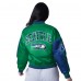 Женская Seattle Seahawks Starter College Navy/Neon Green Zone Blitz Cropped Full-Snap Satin Jacket