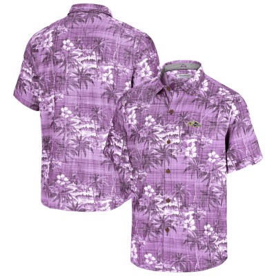Рубашка с коротким рукавом Baltimore Ravens Tommy Bahama Coconut Point Isla Palmetta Camp - Purple