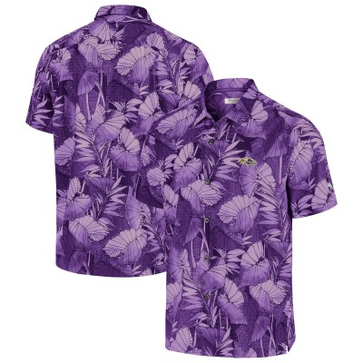 Рубашка с коротким рукавом Baltimore Ravens Tommy Bahama Bahama Coast Nuevo Fronds Camp - Purple