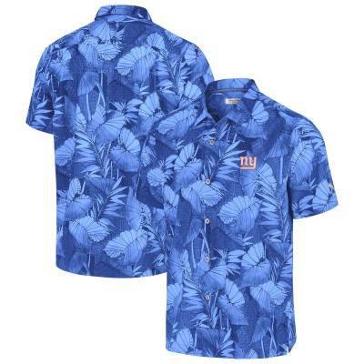 New York Giants Tommy Bahama Royal Bahama Coast Nuevo Fronds Camp Button-Up Shirt
