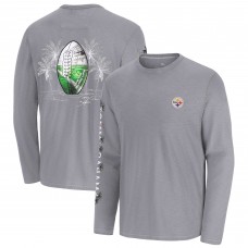 Pittsburgh Steelers Tommy Bahama Gray Oasis Endzone Lux Long Sleeve T-Shirt