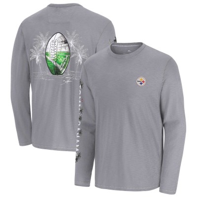 Pittsburgh Steelers Tommy Bahama Gray Oasis Endzone Lux Long Sleeve T-Shirt