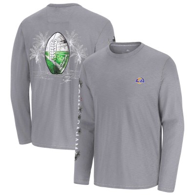 Los Angeles Rams Tommy Bahama Oasis Endzone Lux Long Sleeve T-Shirt - Gray