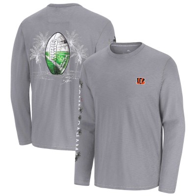 Cincinnati Bengals Tommy Bahama Gray Oasis Endzone Lux Long Sleeve T-Shirt