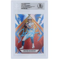 Justin Herbert Los Angeles Chargers Autographed 2020 Panini Phoenix Fire Burst Light Blue Ink #103 Beckett Fanatics Witnessed Authenticated Rookie Card
