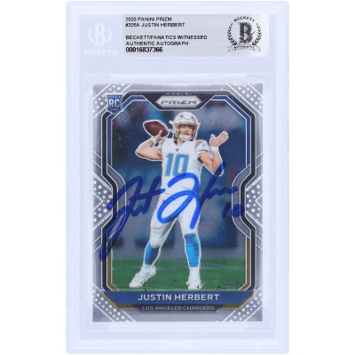 Justin Herbert Los Angeles Chargers Autographed 2020 Panini Prizm #325 Beckett Fanatics Witnessed Authenticated Rookie Card