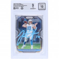 Justin Herbert Los Angeles Chargers Autographed 2020 Panini Prizm Light Blue Ink #325 Beckett Fanatics Witnessed Authenticated 9/10 Rookie Card
