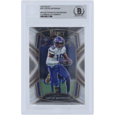 Justin Jefferson Minnesota Vikings Autographed 2020 Panini Select Club Level #261 Beckett Fanatics Witnessed Authenticated Rookie Card