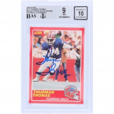 Thurman Thomas Buffalo Bills Autographed 1989 Score #211 Beckett Fanatics Witnessed Authenticated 9/10 Rookie Card with HOF 07 Inscription