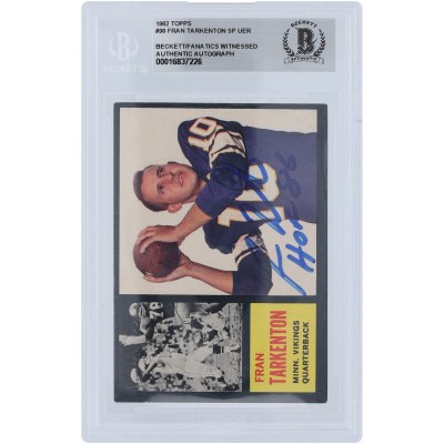 Fran Tarkenton Minnesota Vikings Autographed 1962 Topps #90 Beckett Fanatics Witnessed Authenticated Rookie Card with HOF 86 Inscription