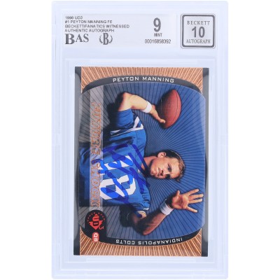 Peyton Manning Indianapolis Colts Autographed 1998 Upper Deck UD3 Future Shock #FS1 Beckett Fanatics Witnessed Authenticated 9/10 Rookie Card