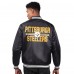 Pittsburgh Steelers Starter Black Printed Team Logo Satin Varsity Full-Snap Jacket