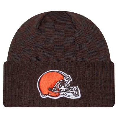 Cleveland Browns New Era Brown Checkered Cuffed Knit Hat
