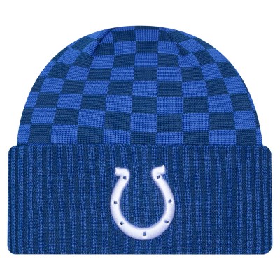 Indianapolis Colts New Era Royal Checkered Cuffed Knit Hat