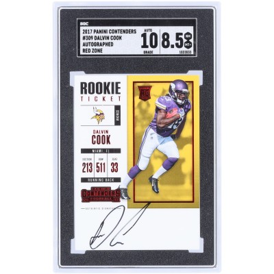 Dalvin Cook Minnesota Vikings Autographed 2017 Panini Contenders Red Zone #309 SGC Authenticated 8.5/10 Rookie Card