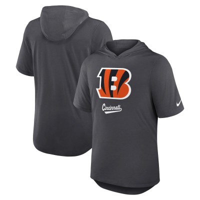 Cincinnati Bengals Nike Anthracite Tri-Blend Performance Hoodie T-Shirt
