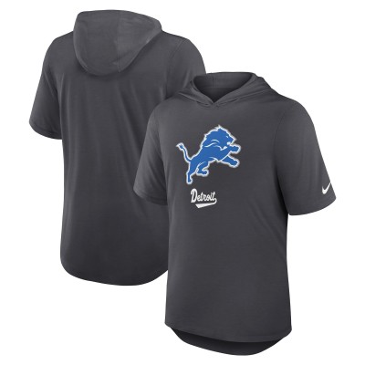 Футболка с капюшоном Detroit Lions Nike Anthracite Tri-Blend Performance