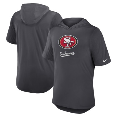 San Francisco 49ers Nike Anthracite Tri-Blend Performance Hoodie T-Shirt