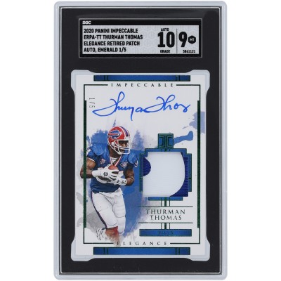 Thurman Thomas Buffalo Bills Autographed 2020 Panini Impeccable Dual-Color Relic #ERPA-TT #1/5 SGC Authenticated 9/10 Card