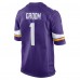 Игровая джерси Number 1 Groom Minnesota Vikings Nike Game - Purple