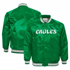 Подростковая Philadelphia Eagles Mitchell & Ness Kelly Green Satin Raglan Full-Snap Jacket