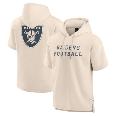 Las Vegas Raiders Fanatics Cream Elements Future Ground Lettering Short Sleeve Pullover Hoodie