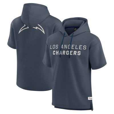 Los Angeles Chargers Fanatics Navy Elements Future Ground Lettering Short Sleeve Pullover Hoodie