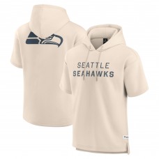 Seattle Seahawks Fanatics Cream Elements Future Ground Lettering Short Sleeve Pullover Hoodie
