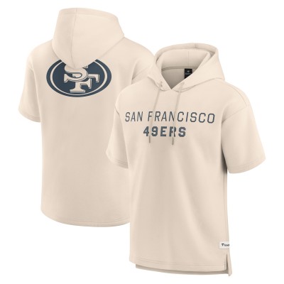 San Francisco 49ers Fanatics Cream Elements Future Ground Lettering Short Sleeve Pullover Hoodie