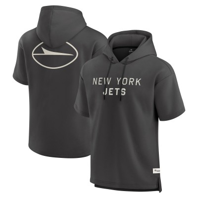 New York Jets Fanatics Charcoal Elements Future Ground Lettering Short Sleeve Pullover Hoodie
