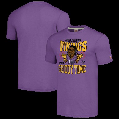Футболка Justin Jefferson Minnesota Vikings Homage Caricature Player Tri-Blend - Purple