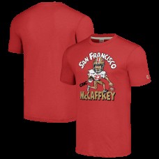 Футболка Christian McCaffrey San Francisco 49ers Homage Caricature Player Tri-Blend - Scarlet