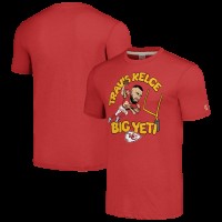 Kansas City Chiefs Travis Kelce Homage Red Caricature Player Tri-Blend T-Shirt