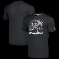 Las Vegas Raiders Bo Jackson Homage Charcoal Caricature Retired Player Tri-Blend T-Shirt