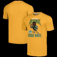 Футболка Green Bay Packers Reggie White Homage Gold Caricature Retired Player Tri-Blend