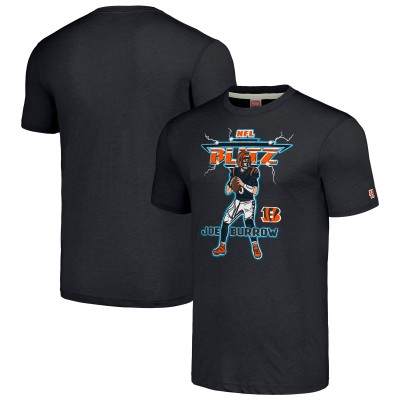 Unisex Cincinnati Bengals Joe Burrow Homage Heathered Charcoal NFL Blitz Player Tri-Blend T-Shirt