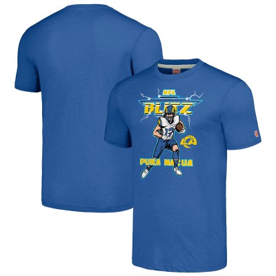 Puka Nacua Los Angeles Rams Homage Unisex NFL Blitz Player Tri-Blend T-Shirt - Royal