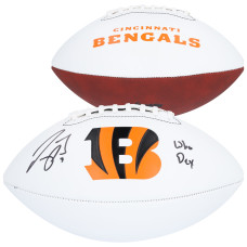 Joe Burrow Cincinnati Bengals Autographed Fanatics Authentic Franklin White Panel Football with 'Who Dey' Inscription