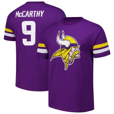 Футболка J.J. McCarthy Minnesota Vikings Majestic Threads Name & Number Oversize Fit - Purple