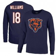 Футболка с длинным рукавом Chicago Bears Caleb Williams Majestic Threads Navy Name & Number